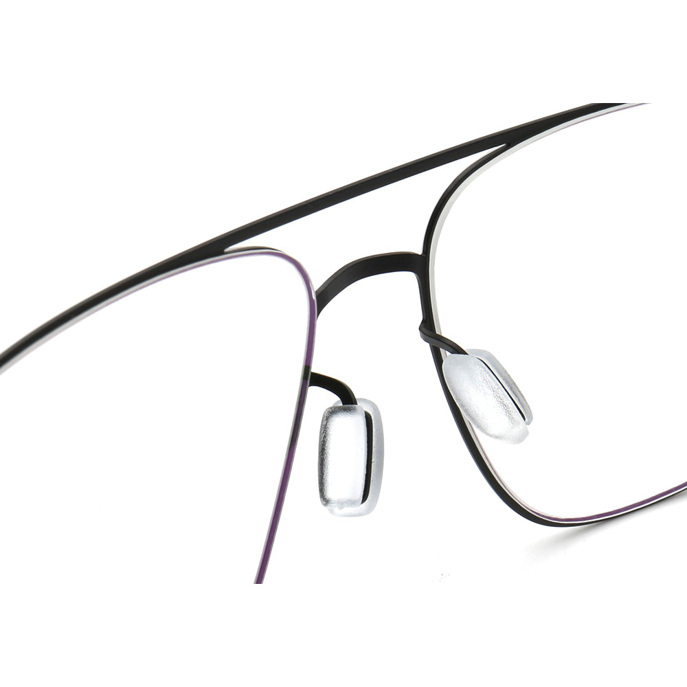 Maxwell | Retro Double Bridge Pilot Style Glasses | Flat Top Stainless Steel Eyeglass Frames