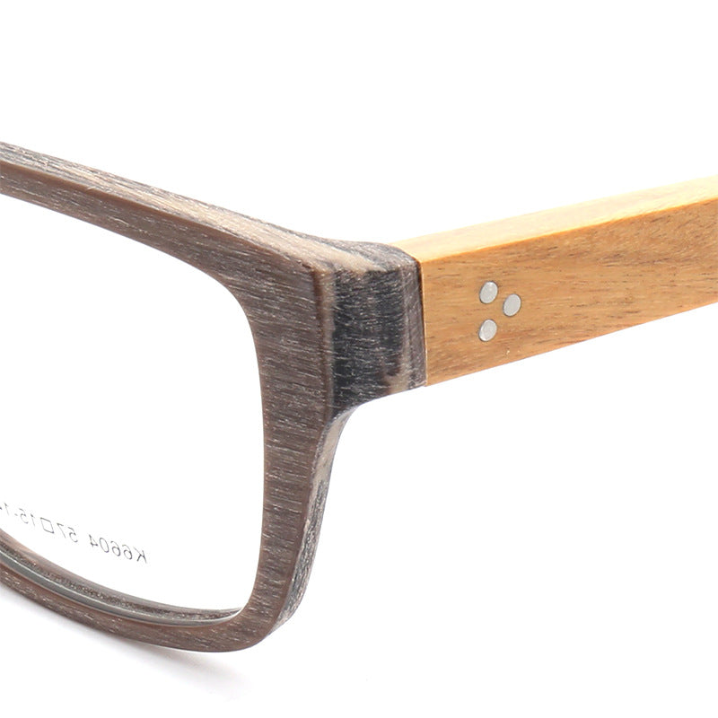 Lexington | Square Full Rim Wooden Eyeglasses | Modern Acetate Frames w/ Wood Temples