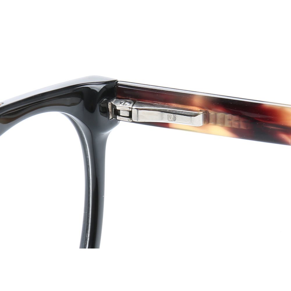 Quincy | Double Bridge Acetate Glasses w/ Tortoise Shell Temples | Retro Round Flat Top Frame