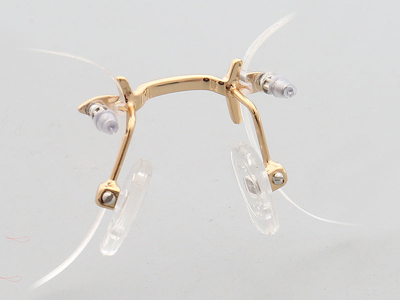 Esther | Rimless Oval Eyeglass Frames For Women |  Female Round Lightweight Metal Eyewear Red