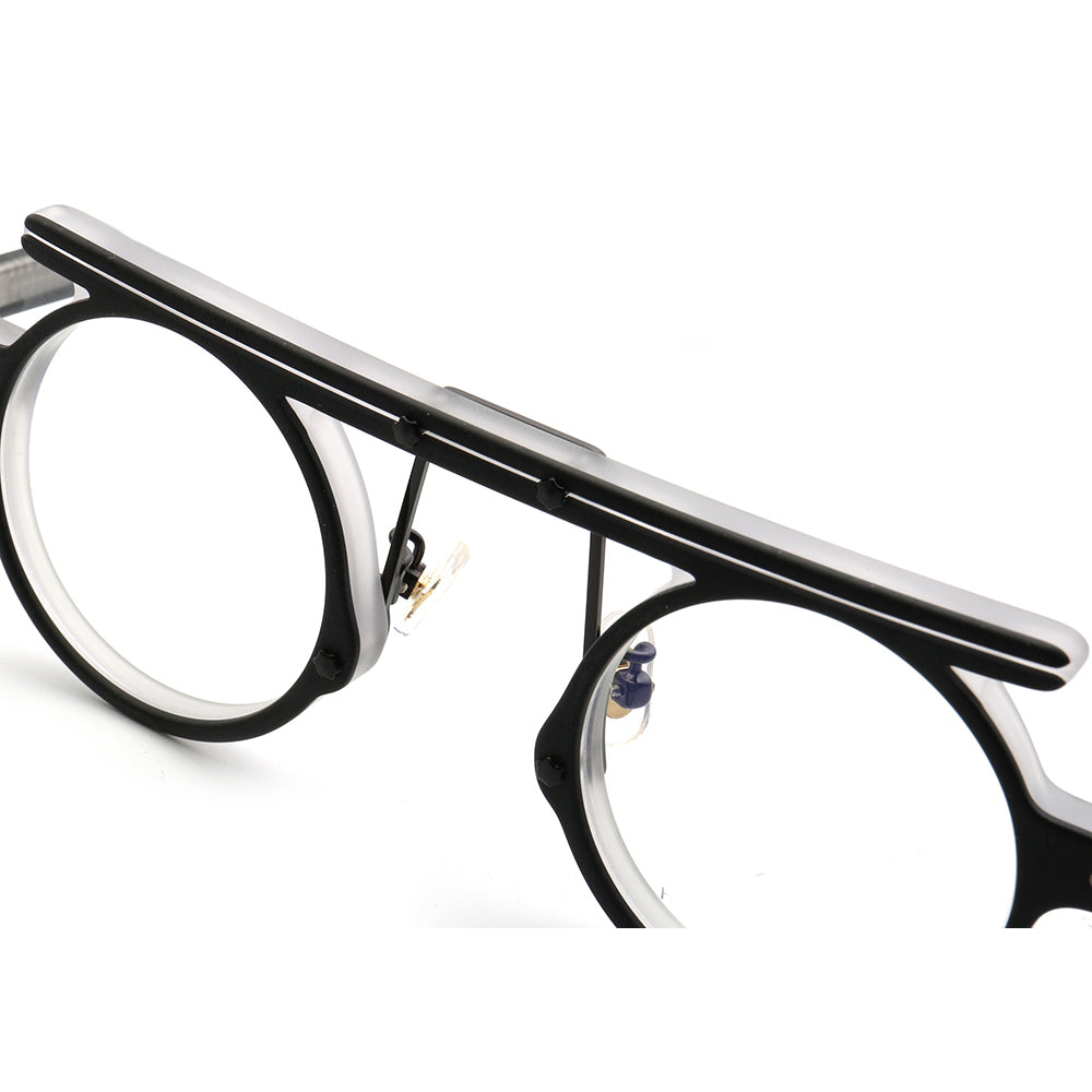 Hester | Retro Flat Top Vintage Glasses Frames Men | Round Nerd Stylish Women Eyeglasses Frames