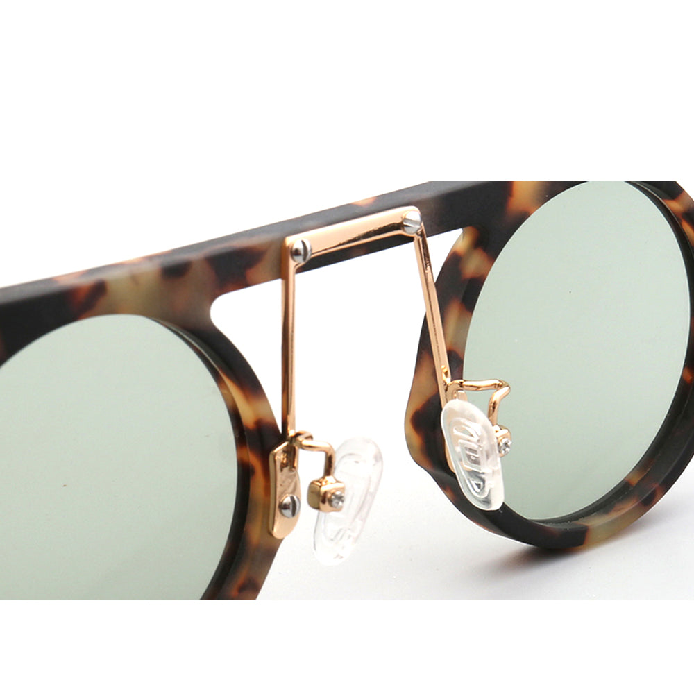 Hester | Vintage Round Polarized Sunglasses | Flat Top Design w/ Tortoise Shell Pattern