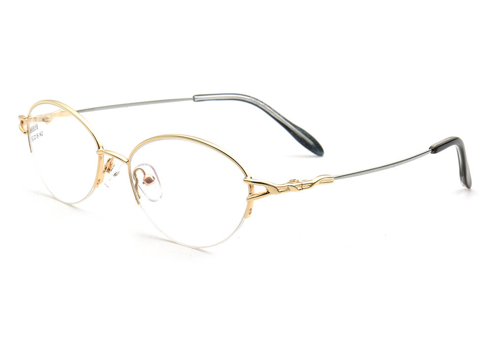 Allegra | Women Flexible Memory Metal Oval Half Rim Eyeglasses Frames