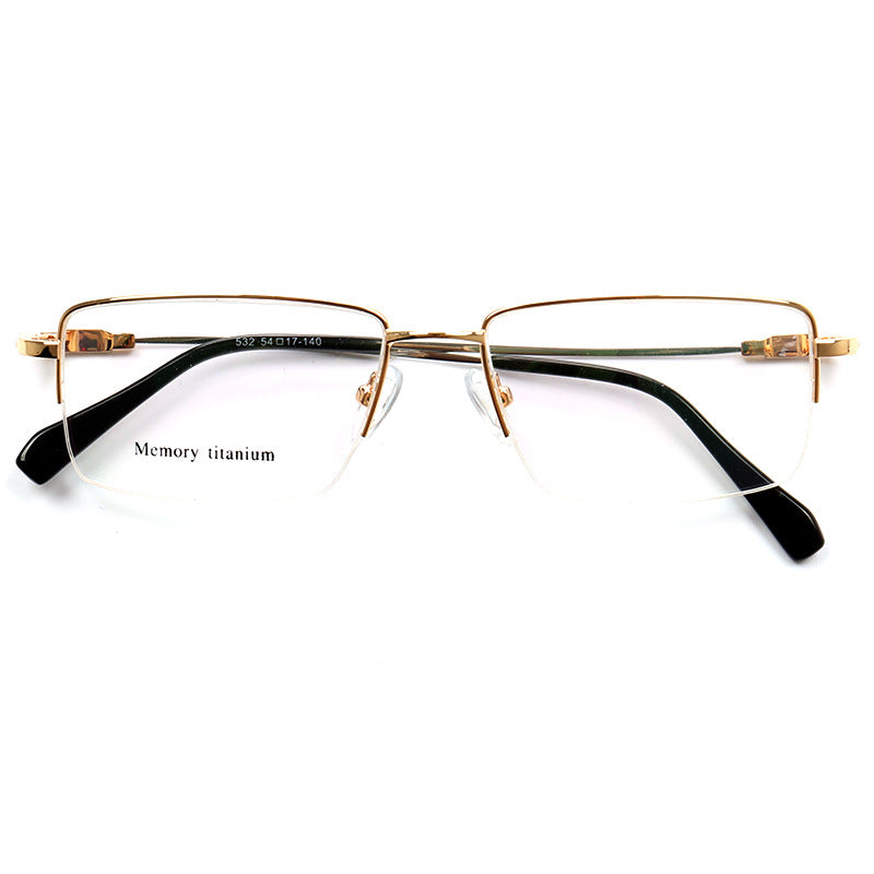 Nelson | Flexible Semi Rimless Memory Metal Eyeglasses | Rectangular Business Design For Men