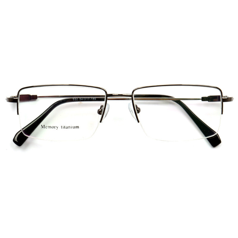 Nelson | Flexible Semi Rimless Memory Metal Eyeglasses | Rectangular Business Design For Men