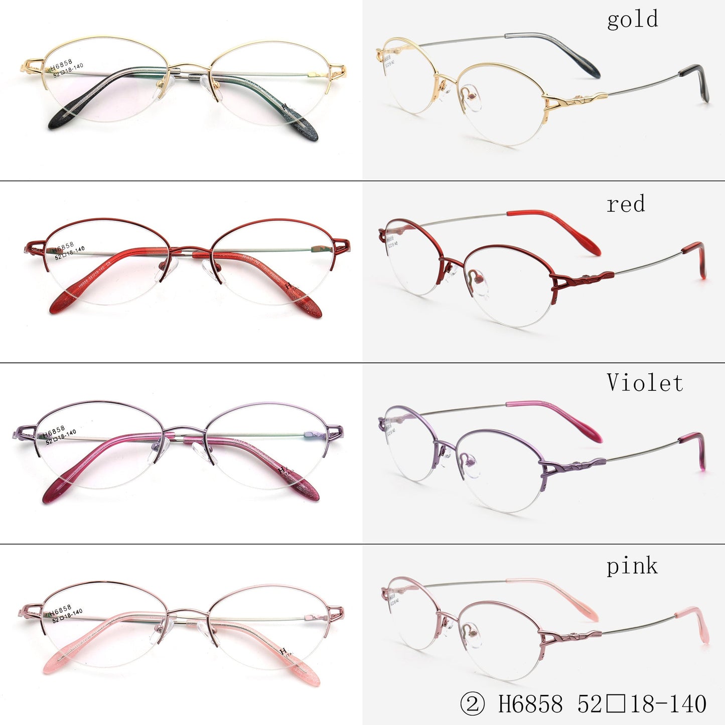 Allegra | Women Flexible Memory Metal Oval Half Rim Eyeglasses Frames