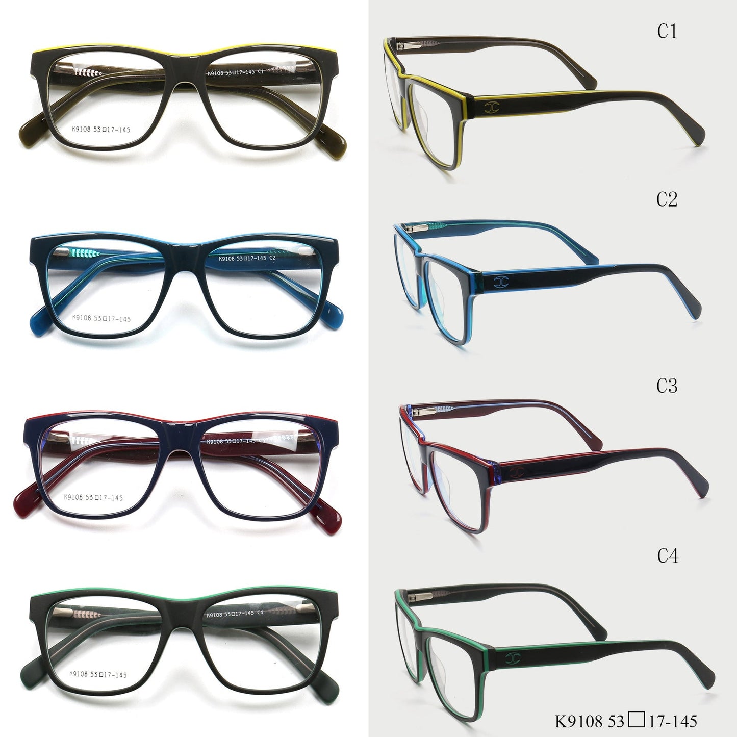 Liam | Two Toned Oversized Acetate Eyeglasses For Men | Classic Square Glasses Frames