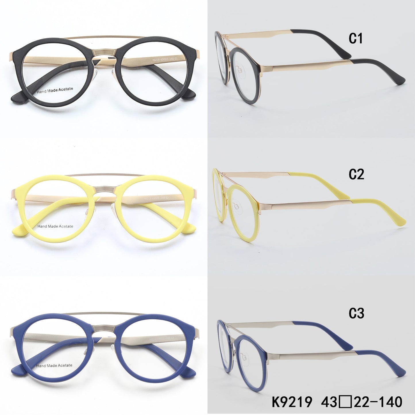Ellison | Acetate & Metal Round Double Bridge Eyeglasses | Retro Glasses w/ Flat Top Design
