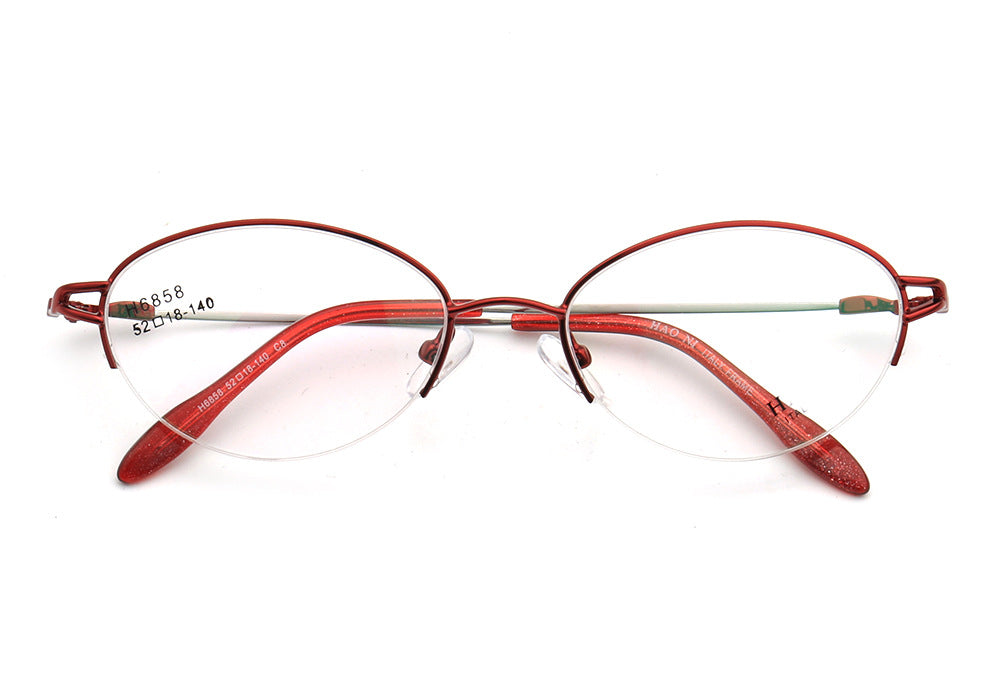Allegra | Women Flexible Memory Metal Oval Half Rim Eyeglasses Frames