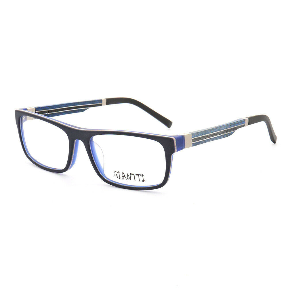 Arthur | Modern Square Full Rim Eyeglasses | Acetate Frame w/ Wooden Temples