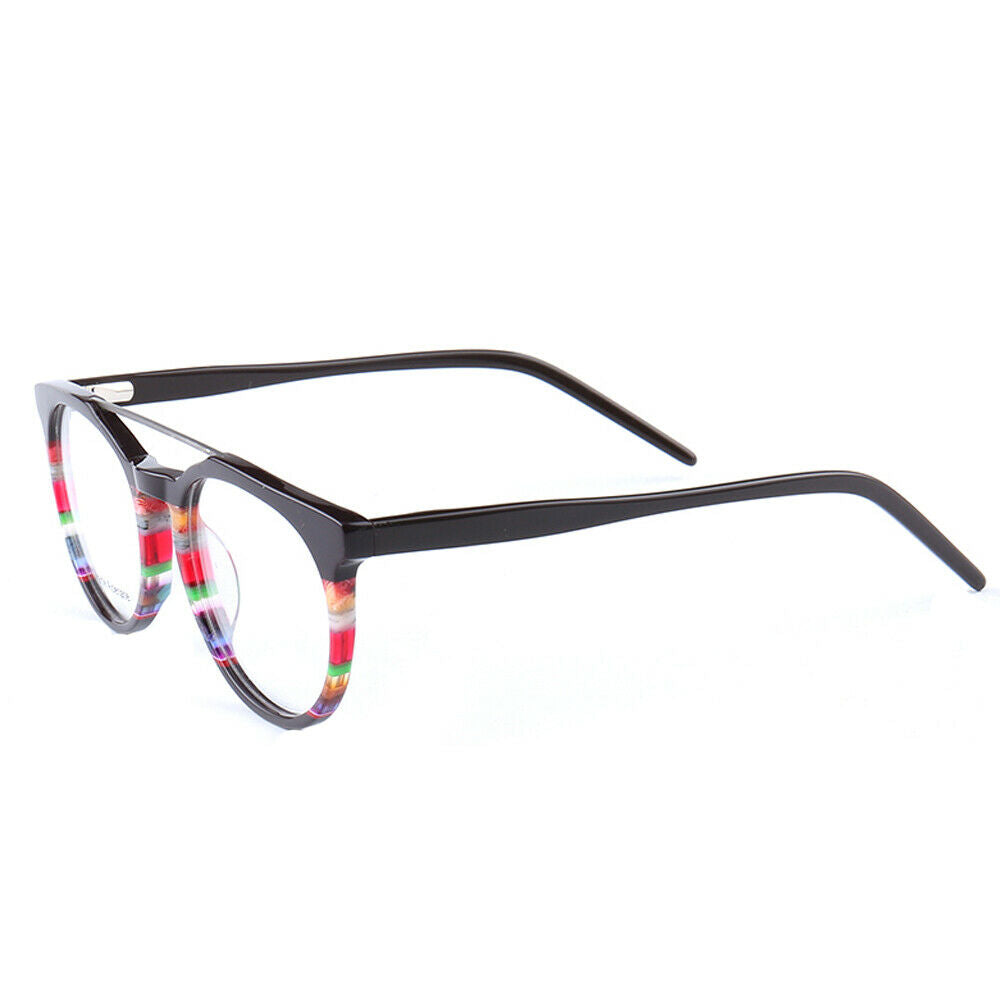 Parker | Retro Flat Top Eyeglasses | Colorful Acetate Glasses w/ Striped Design