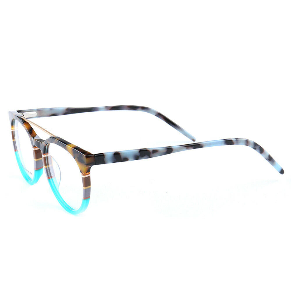 Parker | Retro Flat Top Eyeglasses | Colorful Acetate Glasses w/ Striped Design