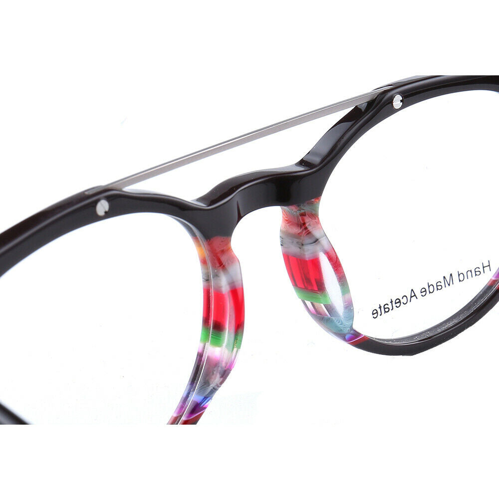 Parker | Retro Flat Top Eyeglasses | Colorful Acetate Glasses w/ Striped Design