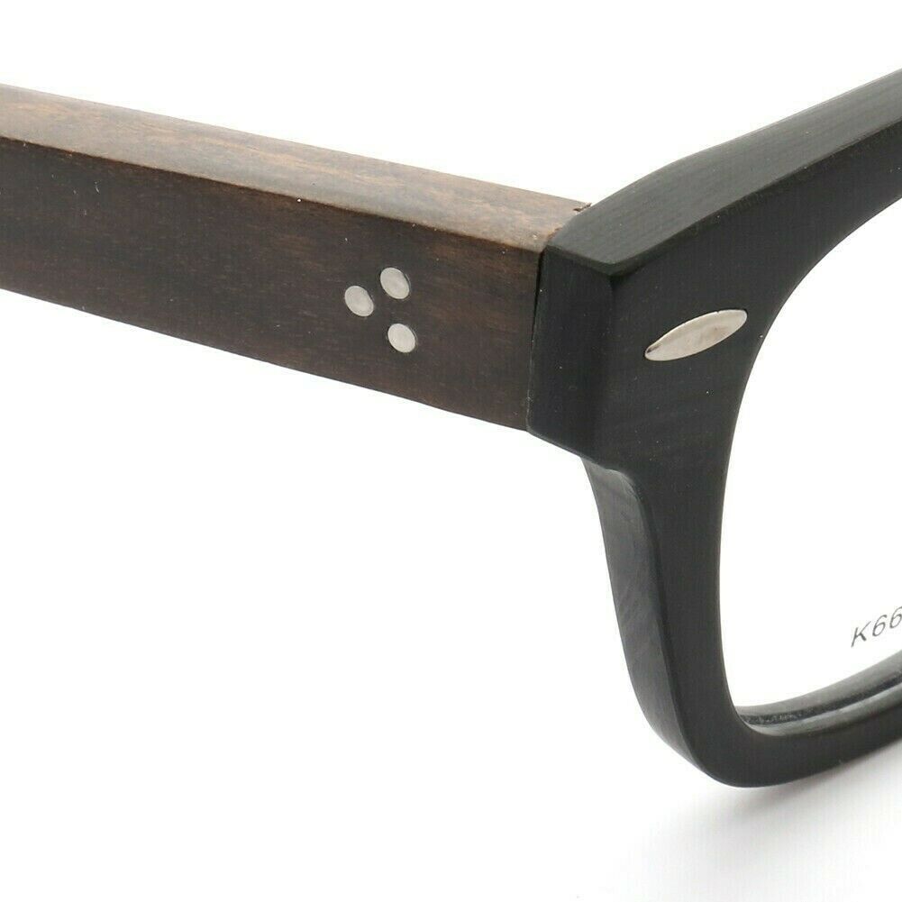 Francis | Patterned Square Wood Eyeglasses | Acetate Frame w/ Wooden Temples