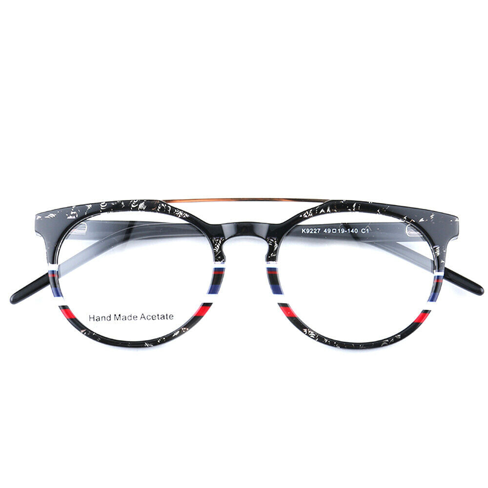 Parker | Retro Flat Top Eyeglasses | Colorful Acetate Glasses w/ Striped Design