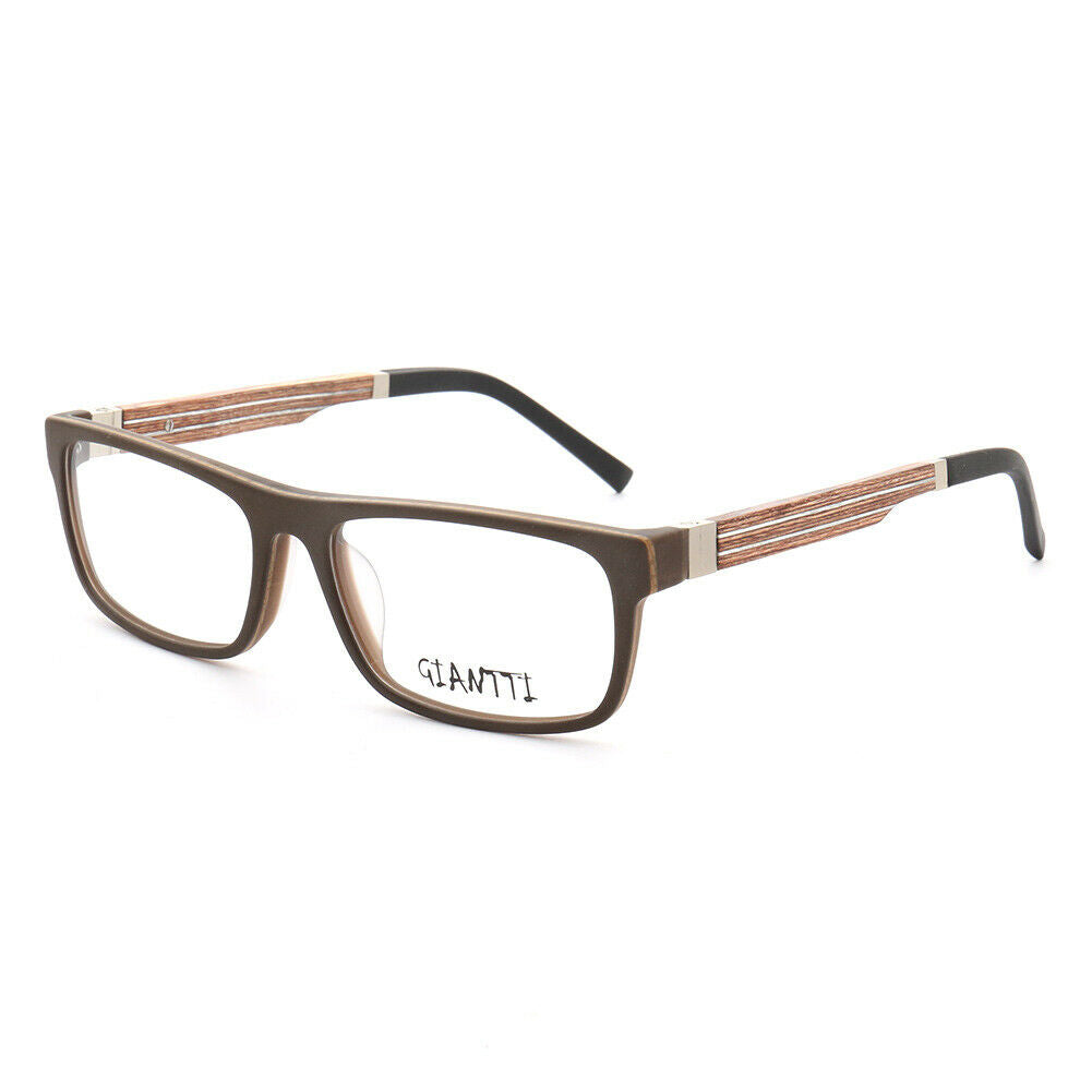 Arthur | Modern Square Full Rim Eyeglasses | Acetate Frame w/ Wooden Temples