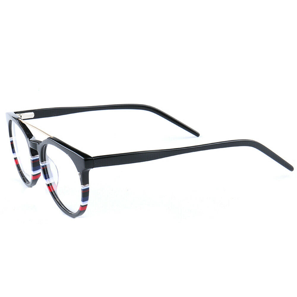 Parker | Retro Flat Top Eyeglasses | Colorful Acetate Glasses w/ Striped Design
