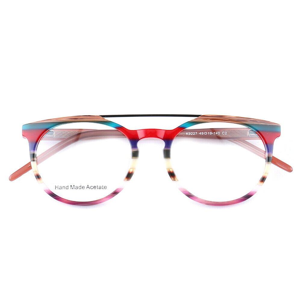 Parker | Retro Flat Top Eyeglasses | Colorful Acetate Glasses w/ Striped Design