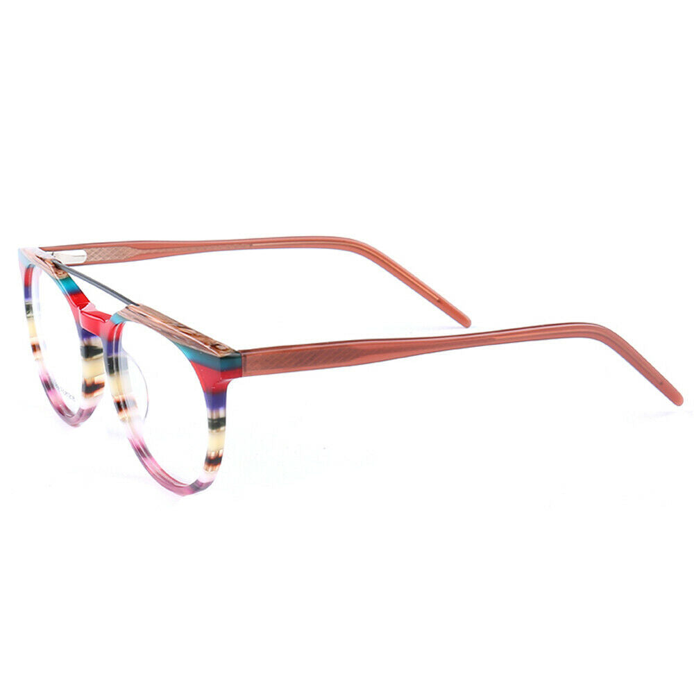 Parker | Retro Flat Top Eyeglasses | Colorful Acetate Glasses w/ Striped Design