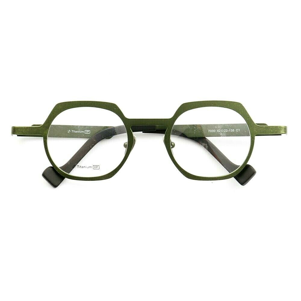 Windsor | Mens Geometric Titanium Eyeglasses Gold | Womens Round Retro Green Glasses Frames Online