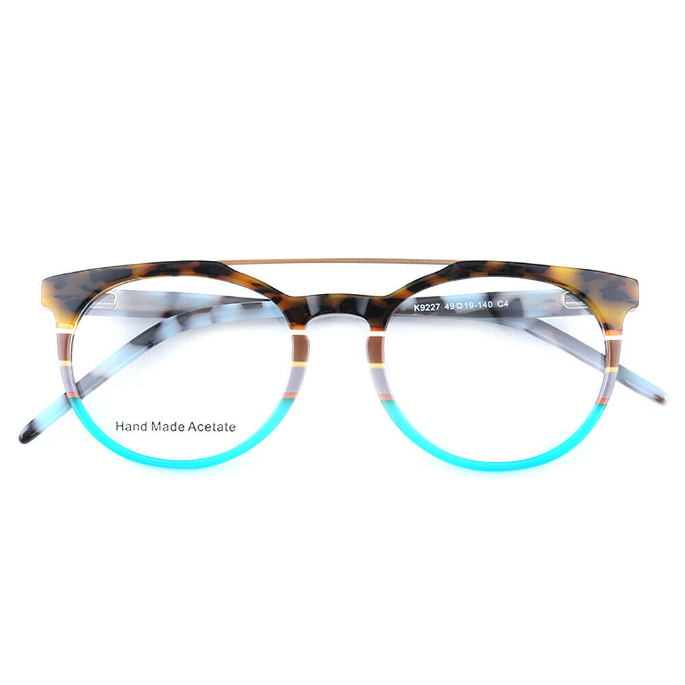 Parker | Retro Flat Top Eyeglasses | Colorful Acetate Glasses w/ Striped Design