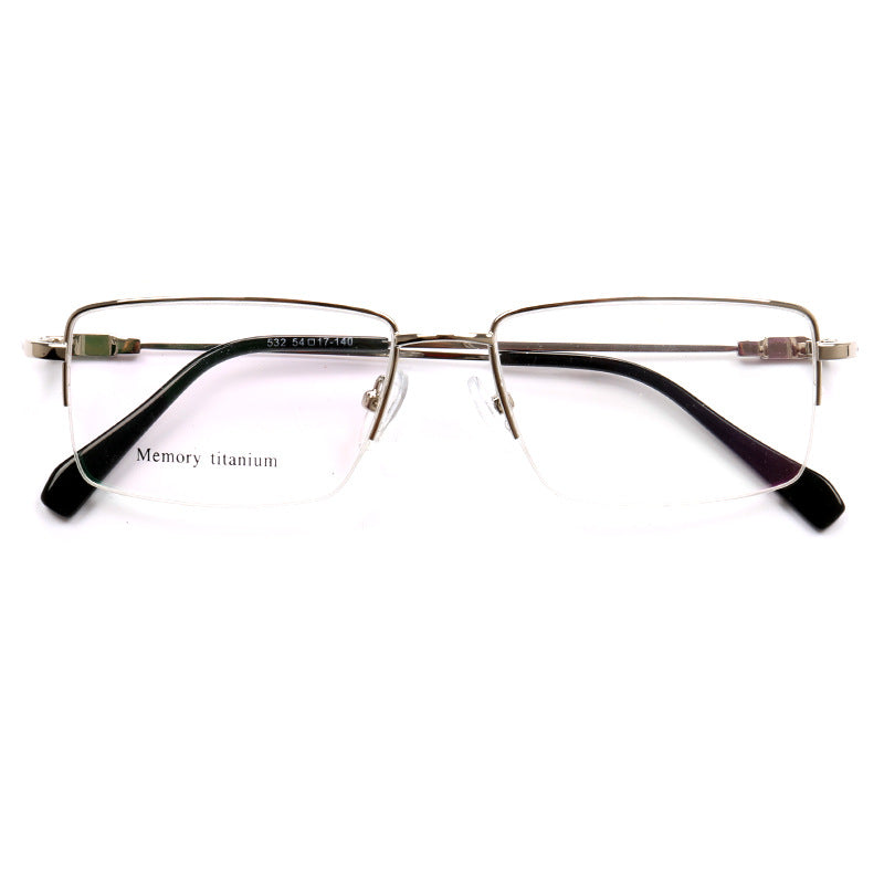 Nelson | Flexible Semi Rimless Memory Metal Eyeglasses | Rectangular Business Design For Men